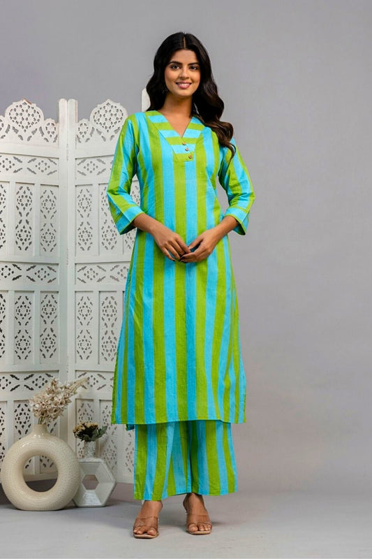 Auréline Coord Set - Blue and Green