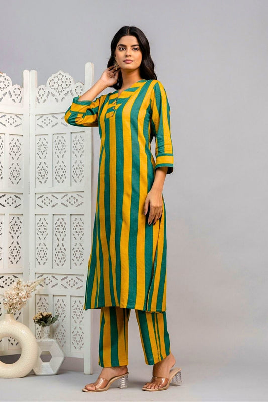 Auréline Coord Set - Green and Mustard