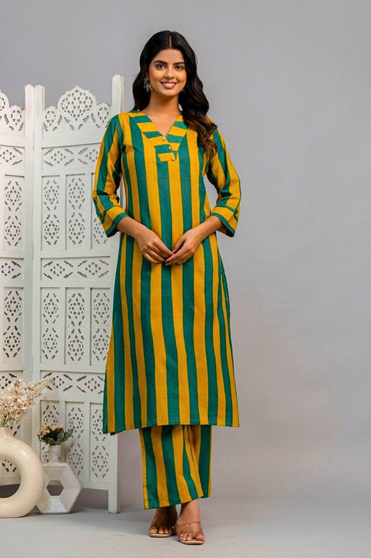 Auréline Coord Set - Green and Mustard