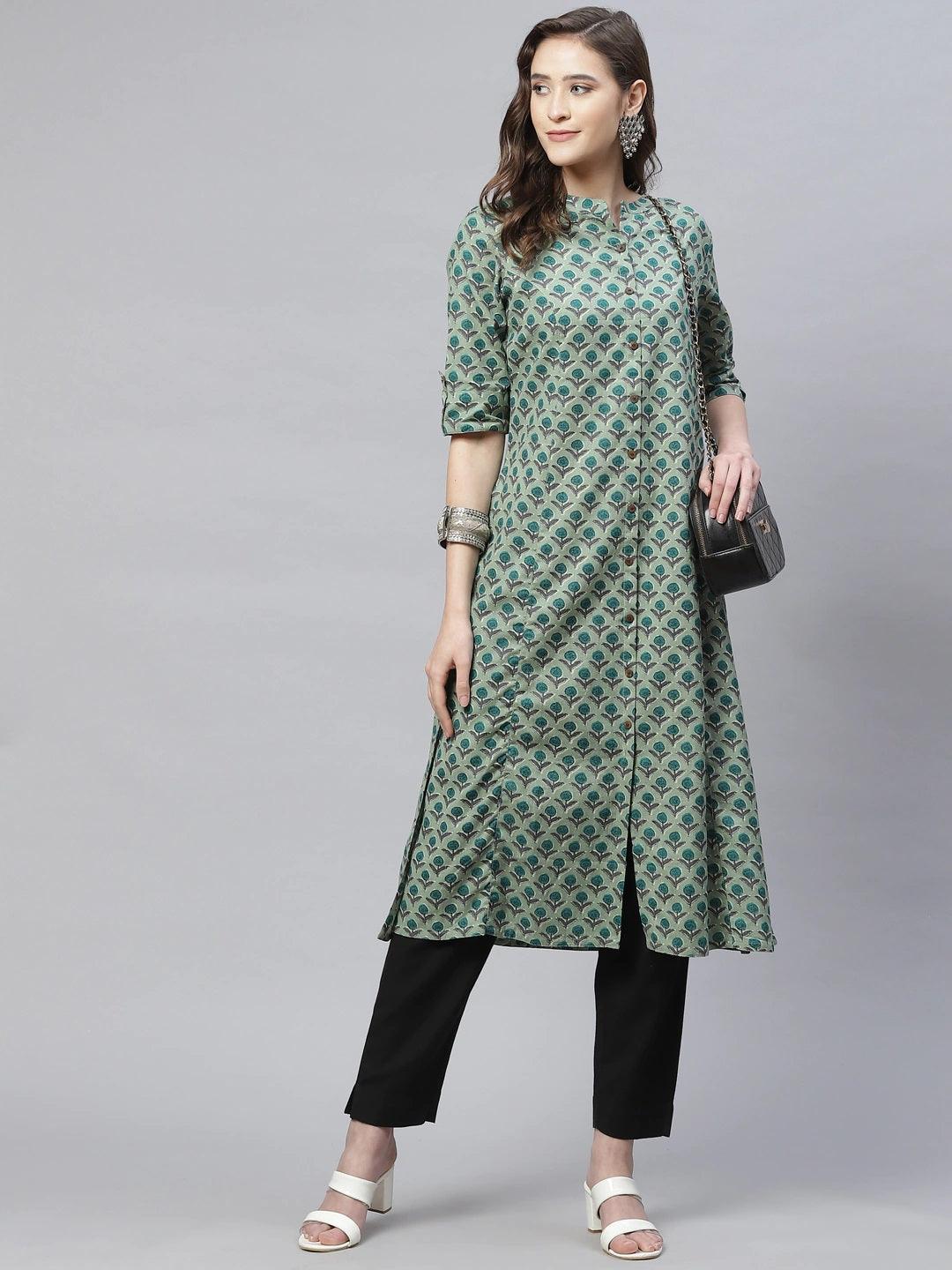 Green Cotton Flex Kurta - world
