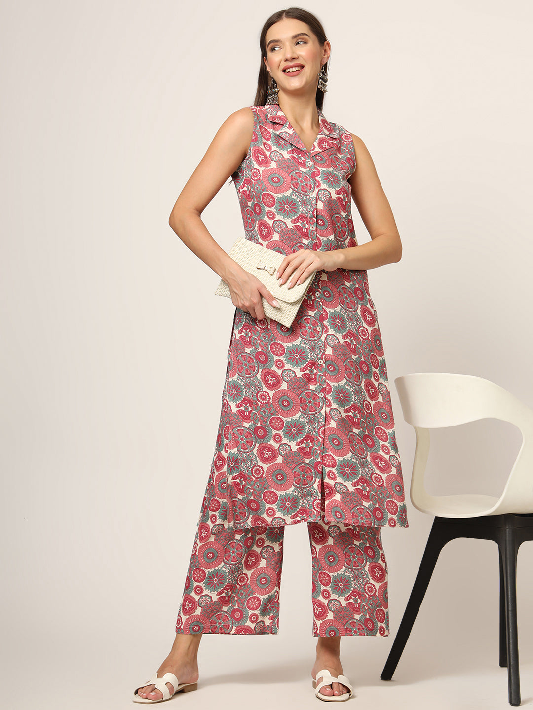 Maroon Printed Rayon Fabric Straight Kurta