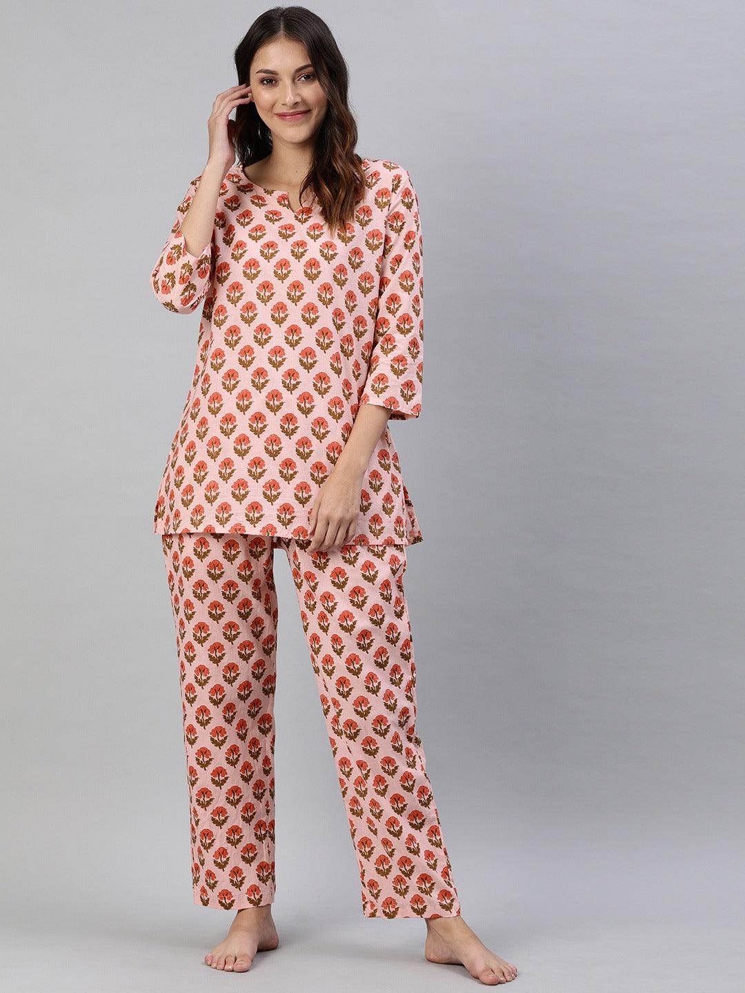 Pink Cotton Loungewear /Nightwear Set - world