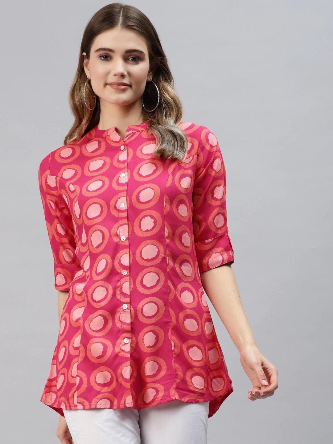 Pink Rayon Shirt Style Top - world