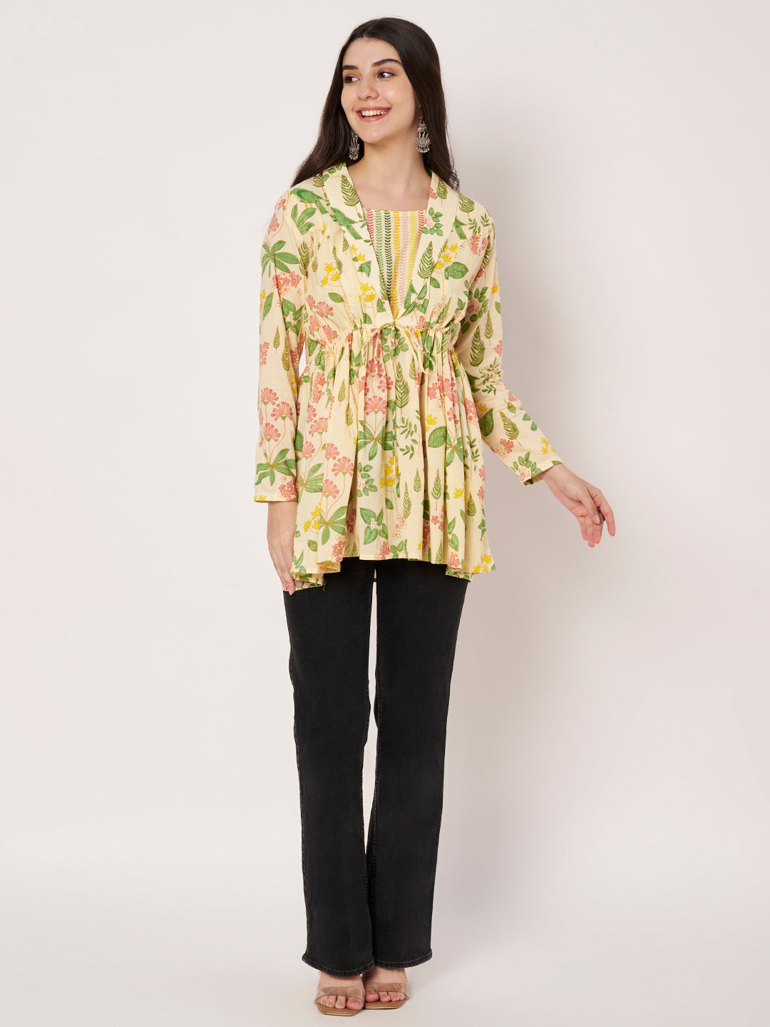 Daisy Blooms Jacket Peplum Kurti