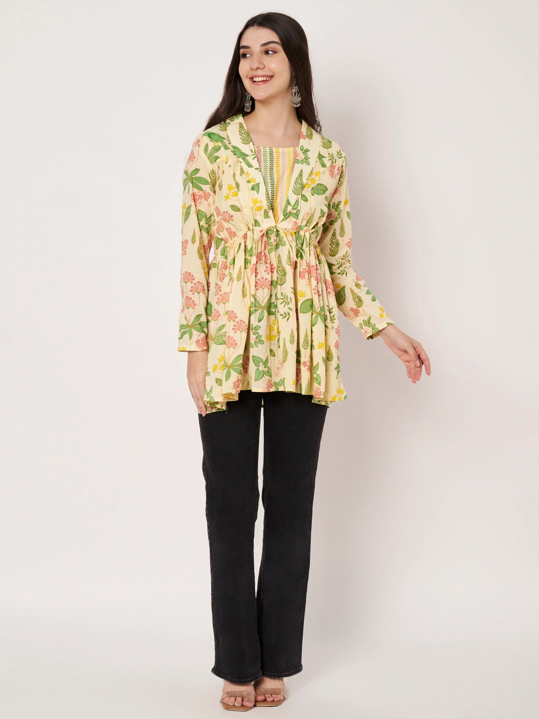 Daisy Blooms Jacket Peplum Kurti