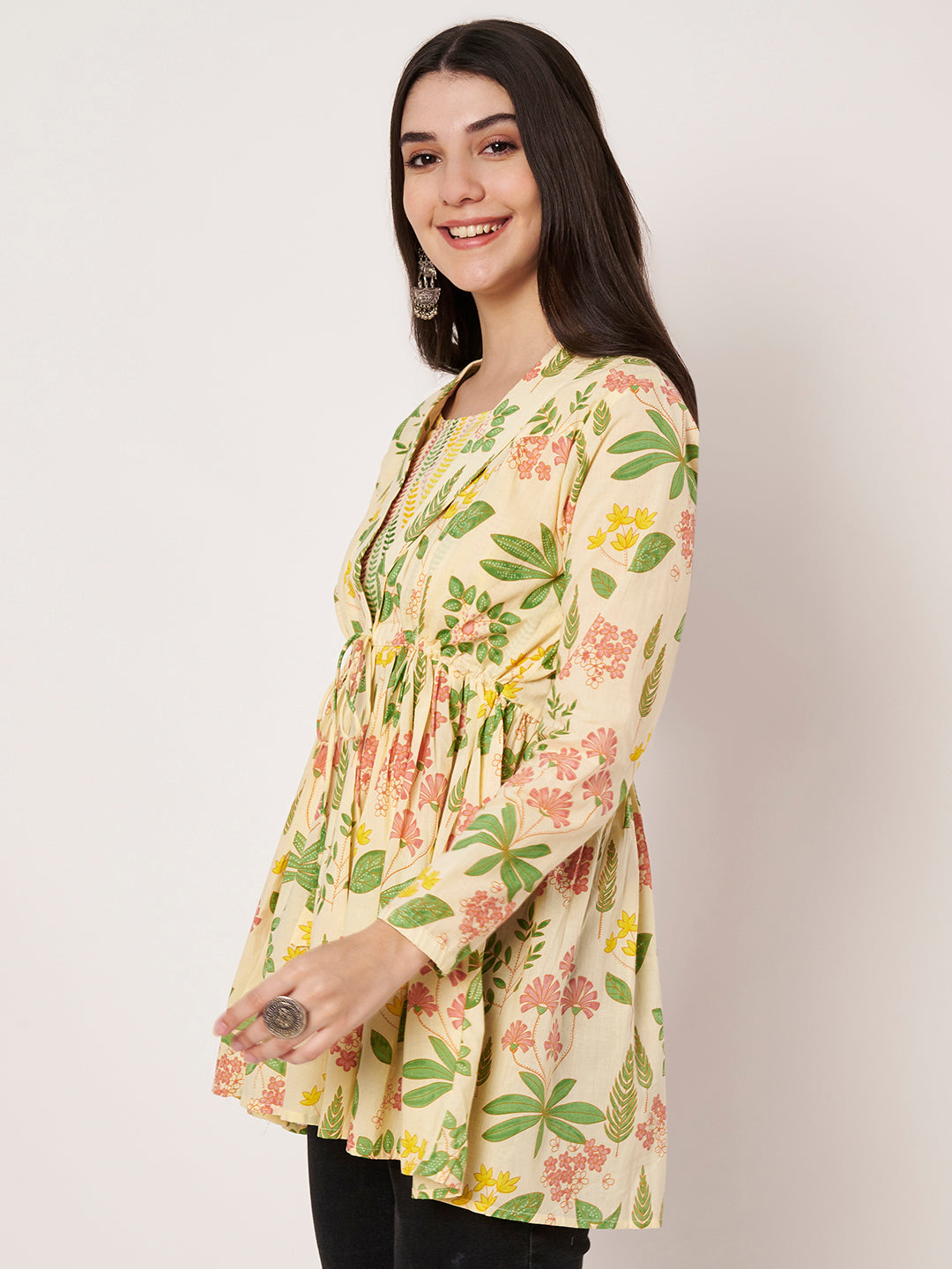 Daisy Blooms Jacket Peplum Kurti