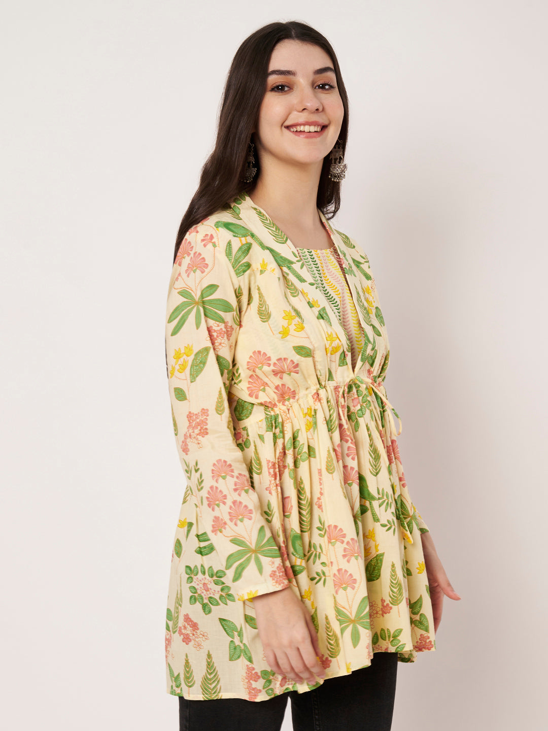 Daisy Blooms Jacket Peplum Kurti
