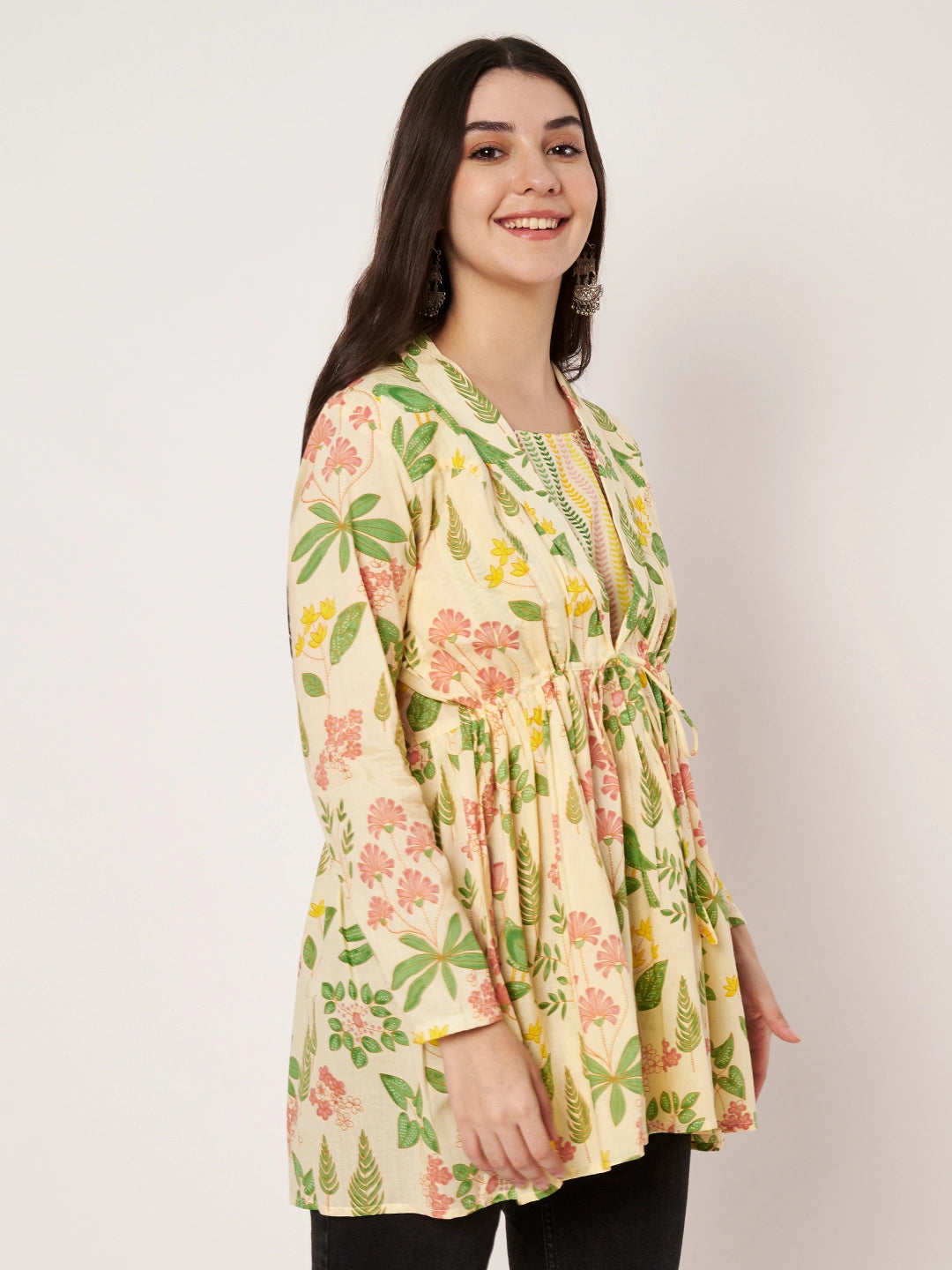 Daisy Blooms Jacket Peplum Kurti