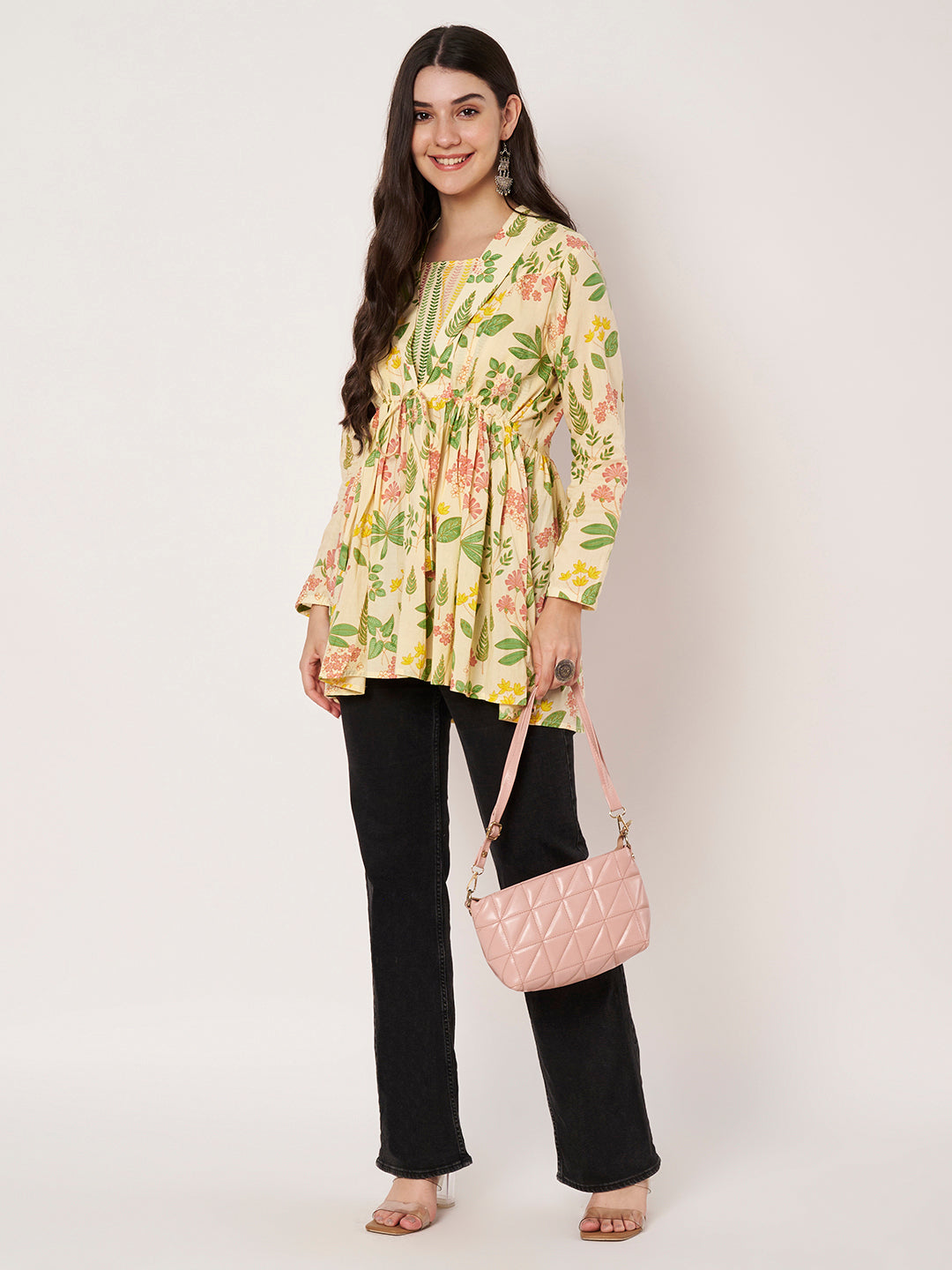 Daisy Blooms Jacket Peplum Kurti