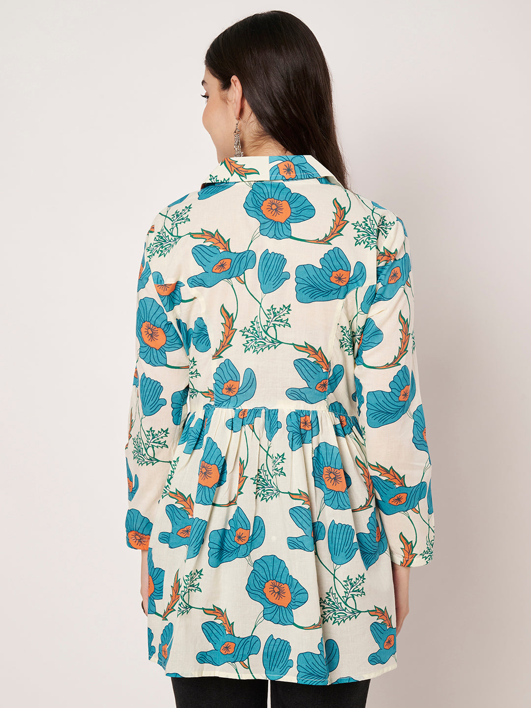 Cloudy Petals Jacket Peplum Kurti