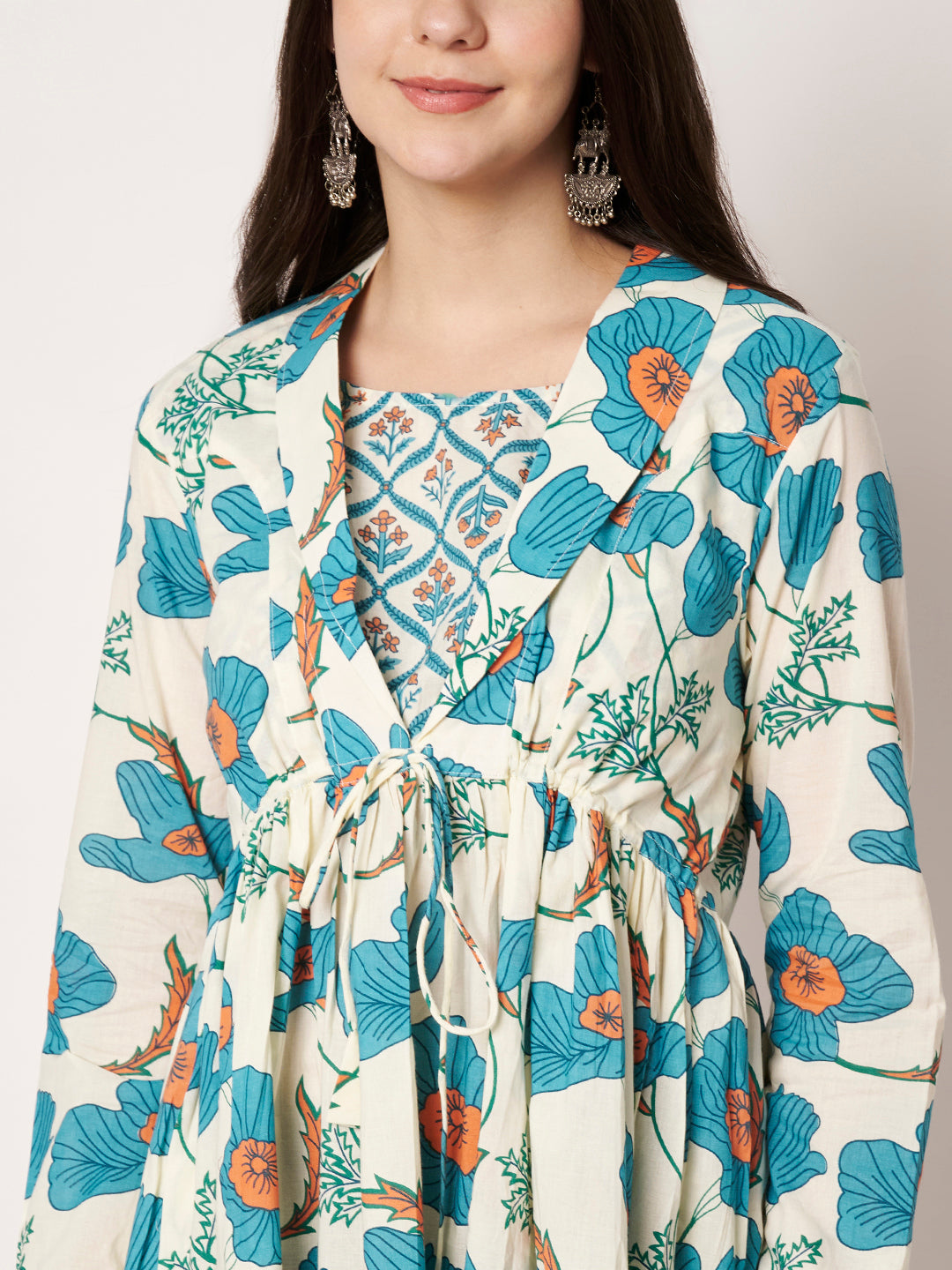 Cloudy Petals Jacket Peplum Kurti