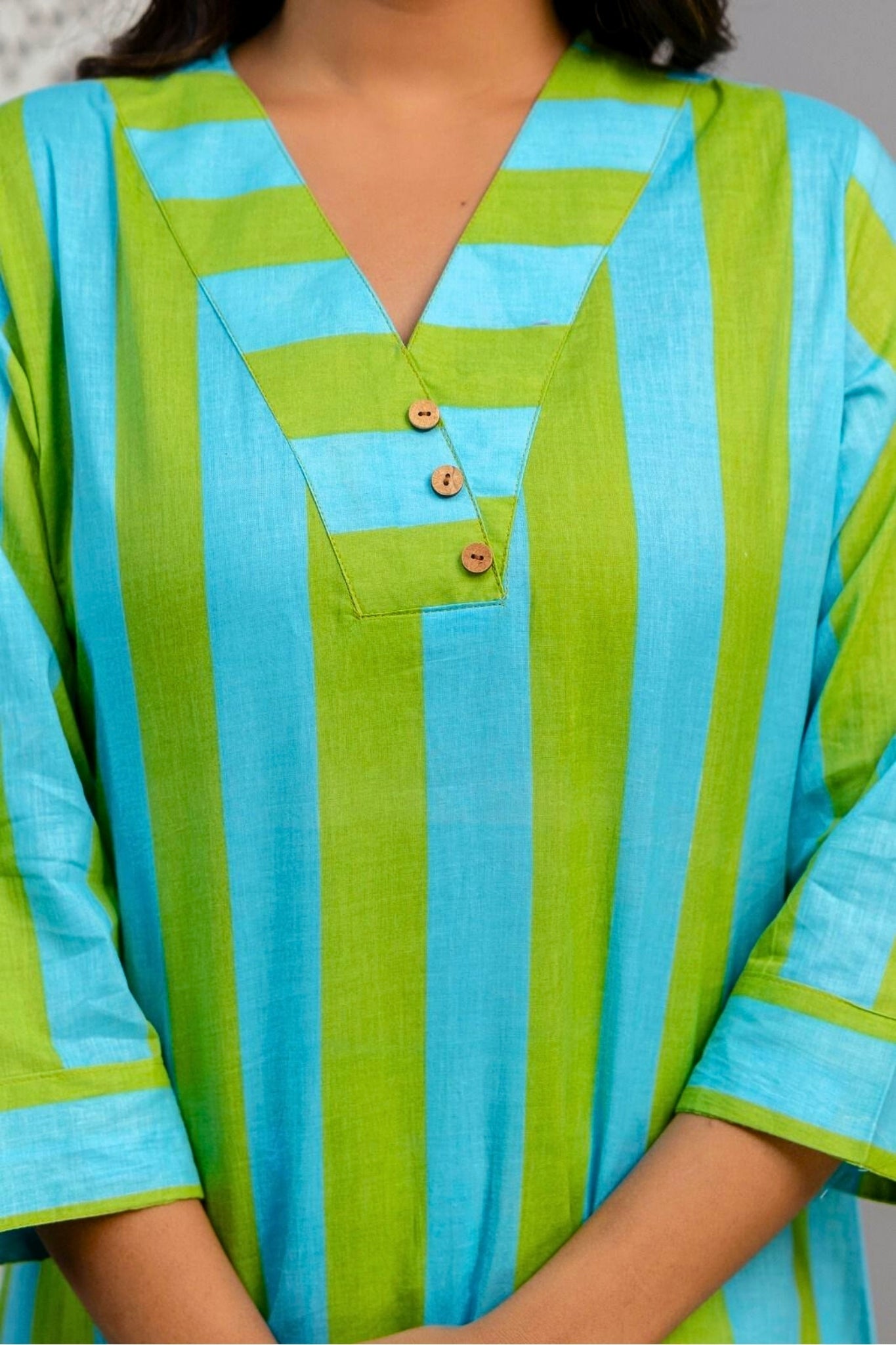 Auréline Coord Set - Blue and Green