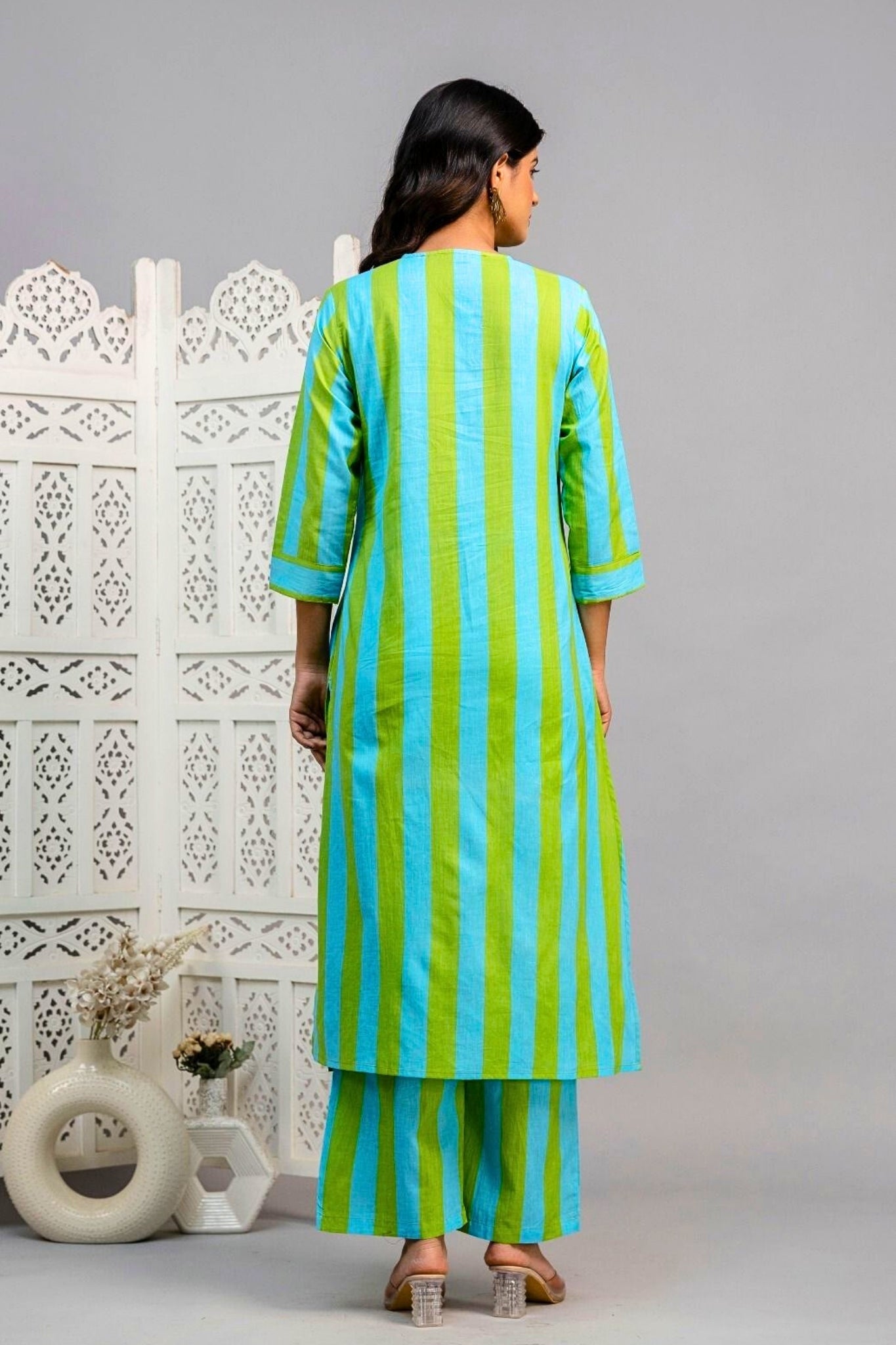 Auréline Coord Set - Blue and Green