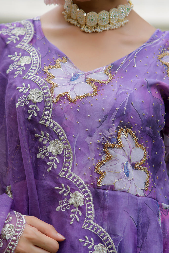 Women Embroidered Anarkali Kurta with solid pant & Dupatta