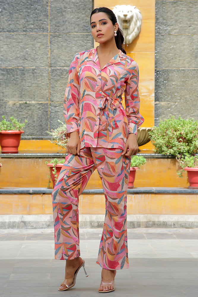 Women printed CORD set with PRINTED pants