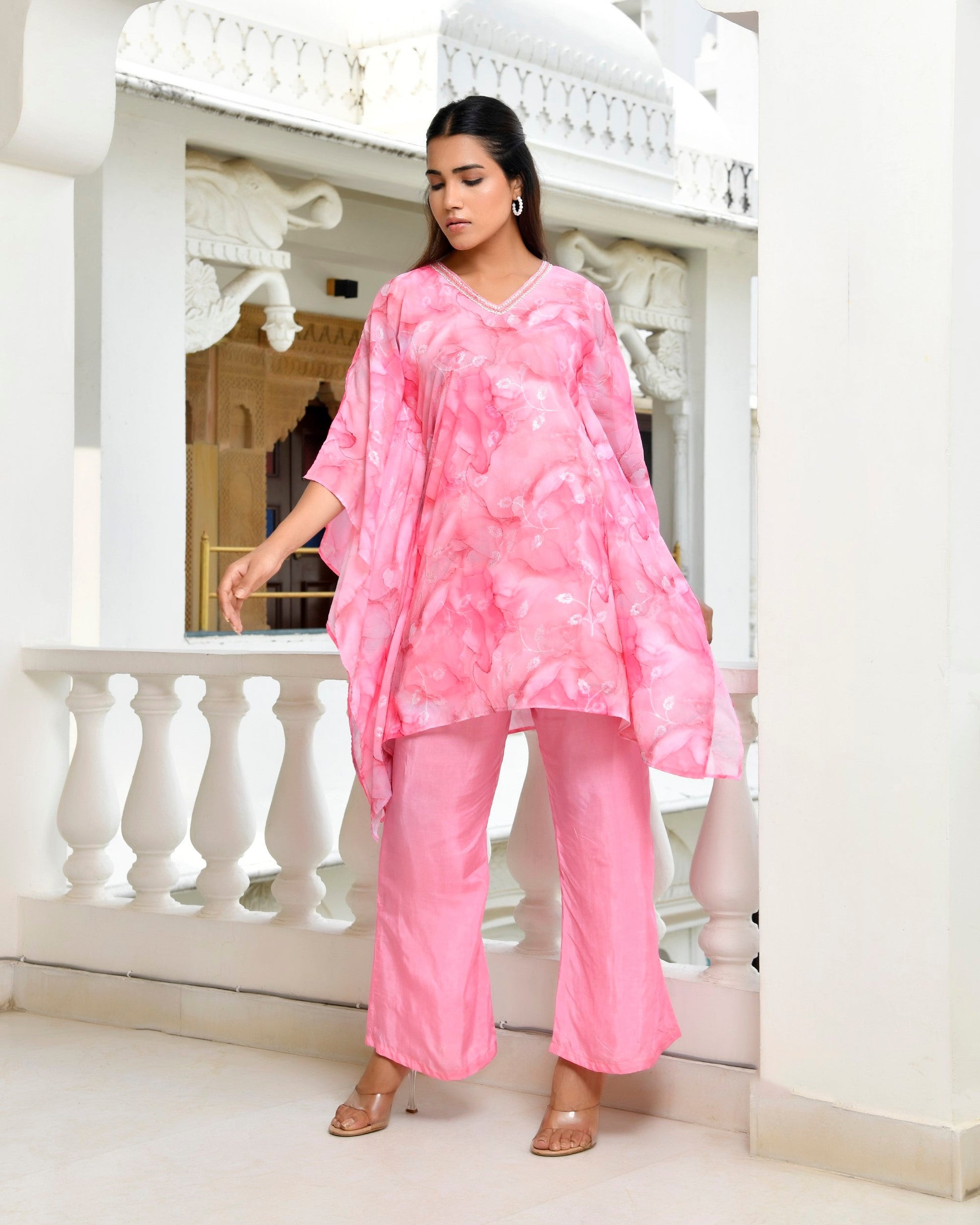 Women Marble Print  kaftan pant set