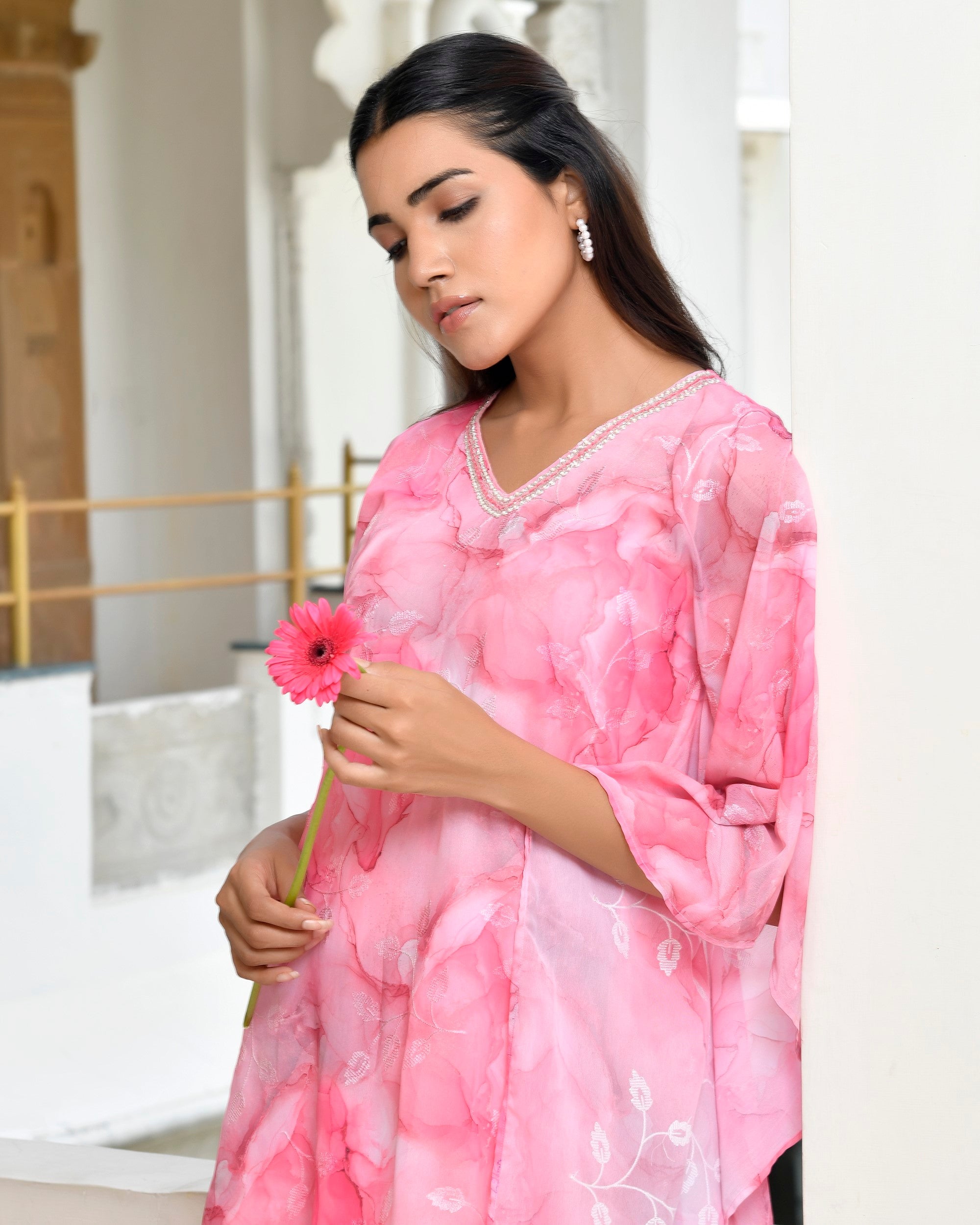 Women Marble Print  kaftan pant set