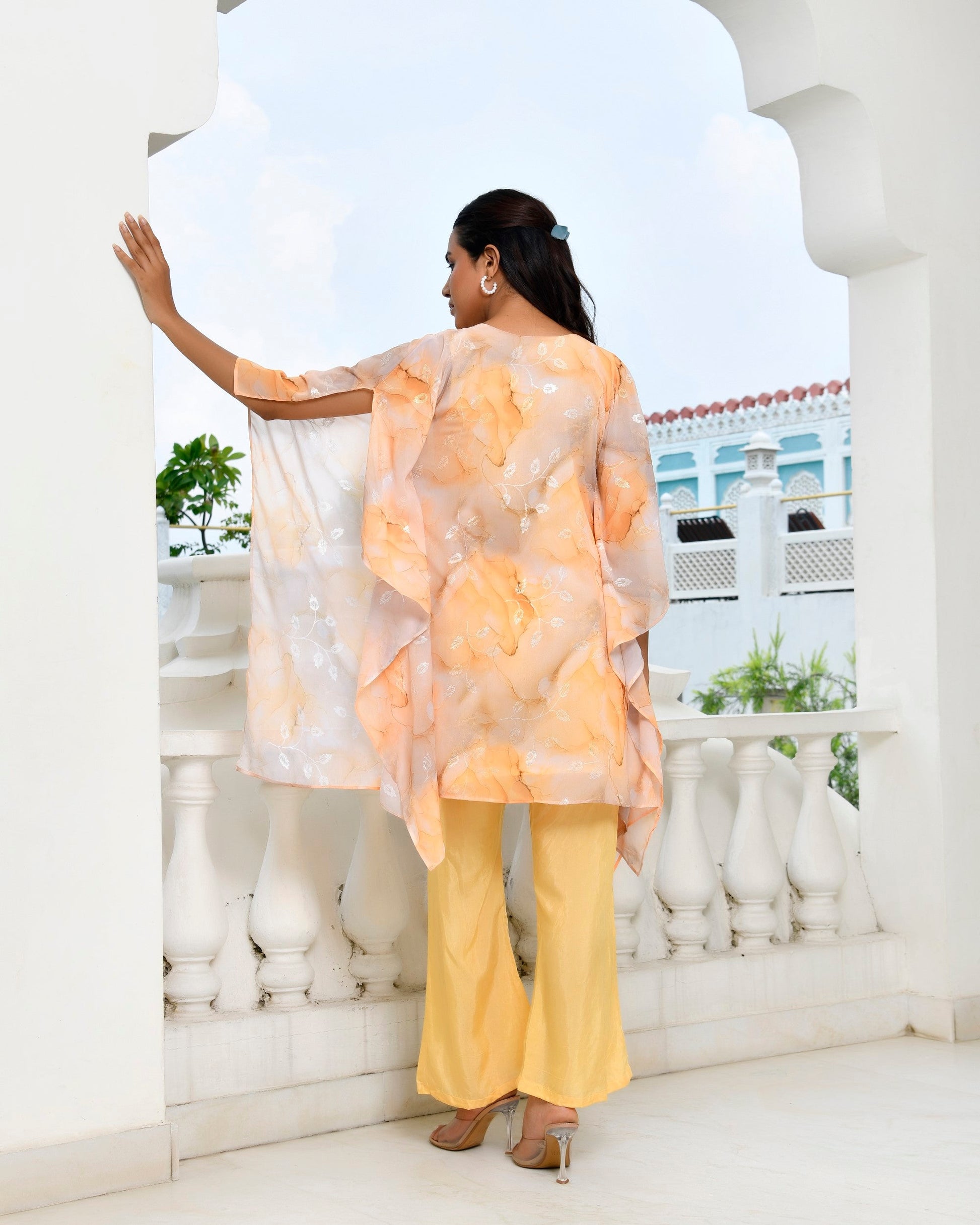 Women Marble Print  kaftan pant set