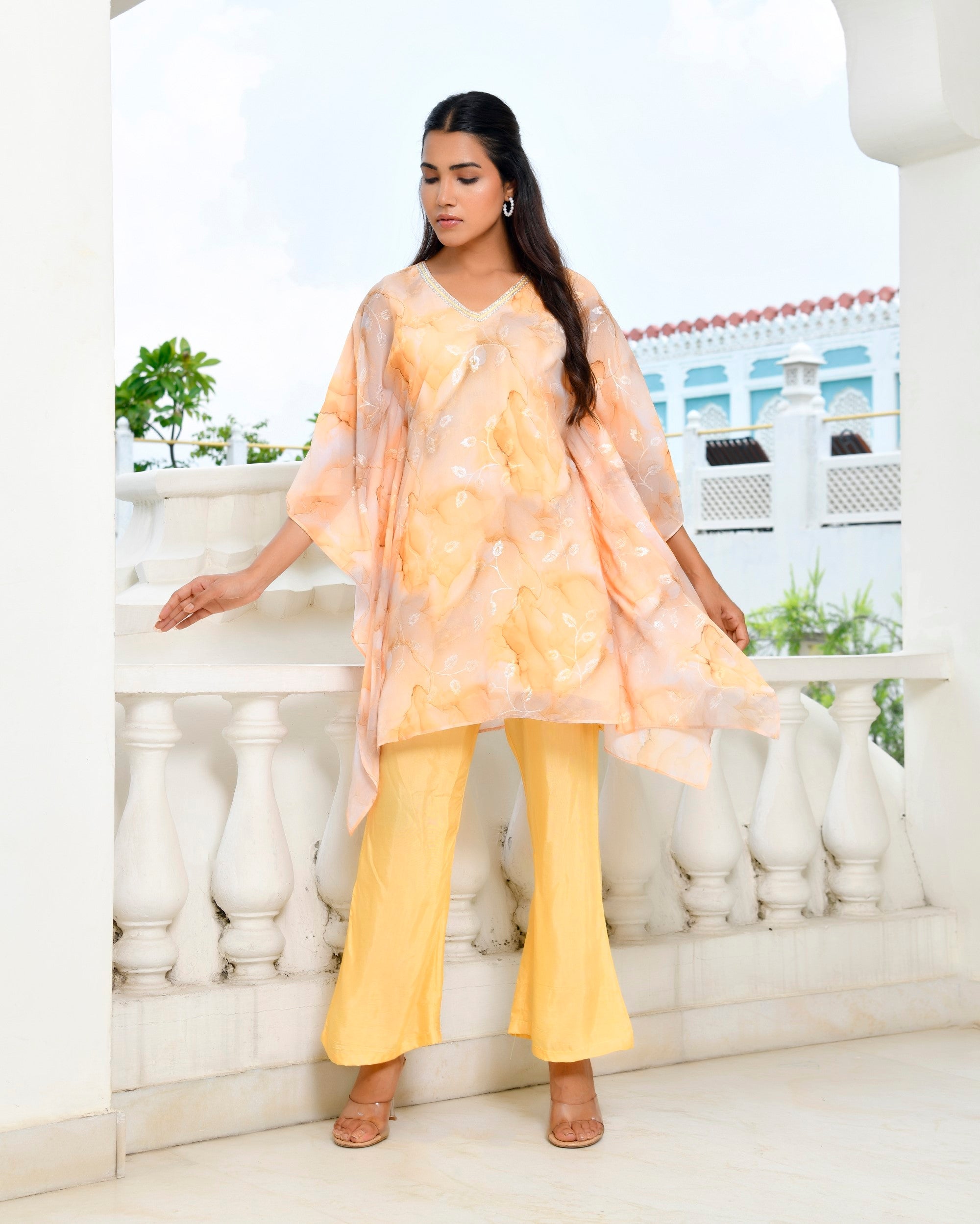Women Marble Print  kaftan pant set