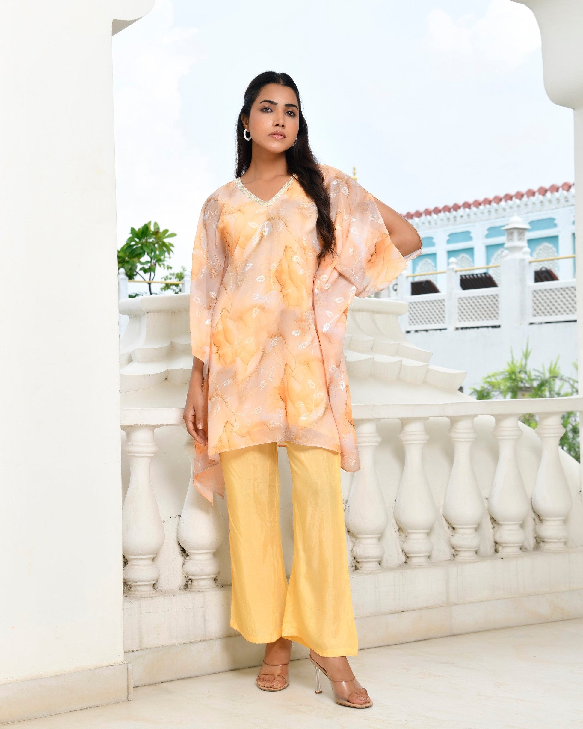 Women Marble Print  kaftan pant set