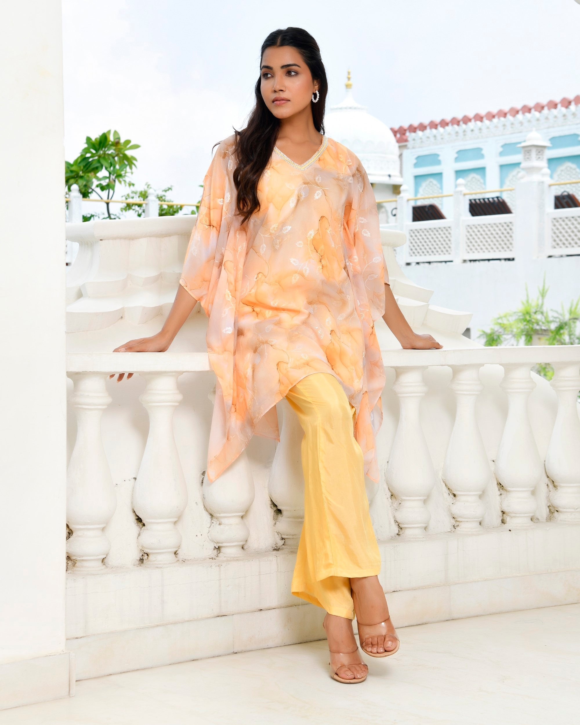 Women Marble Print  kaftan pant set