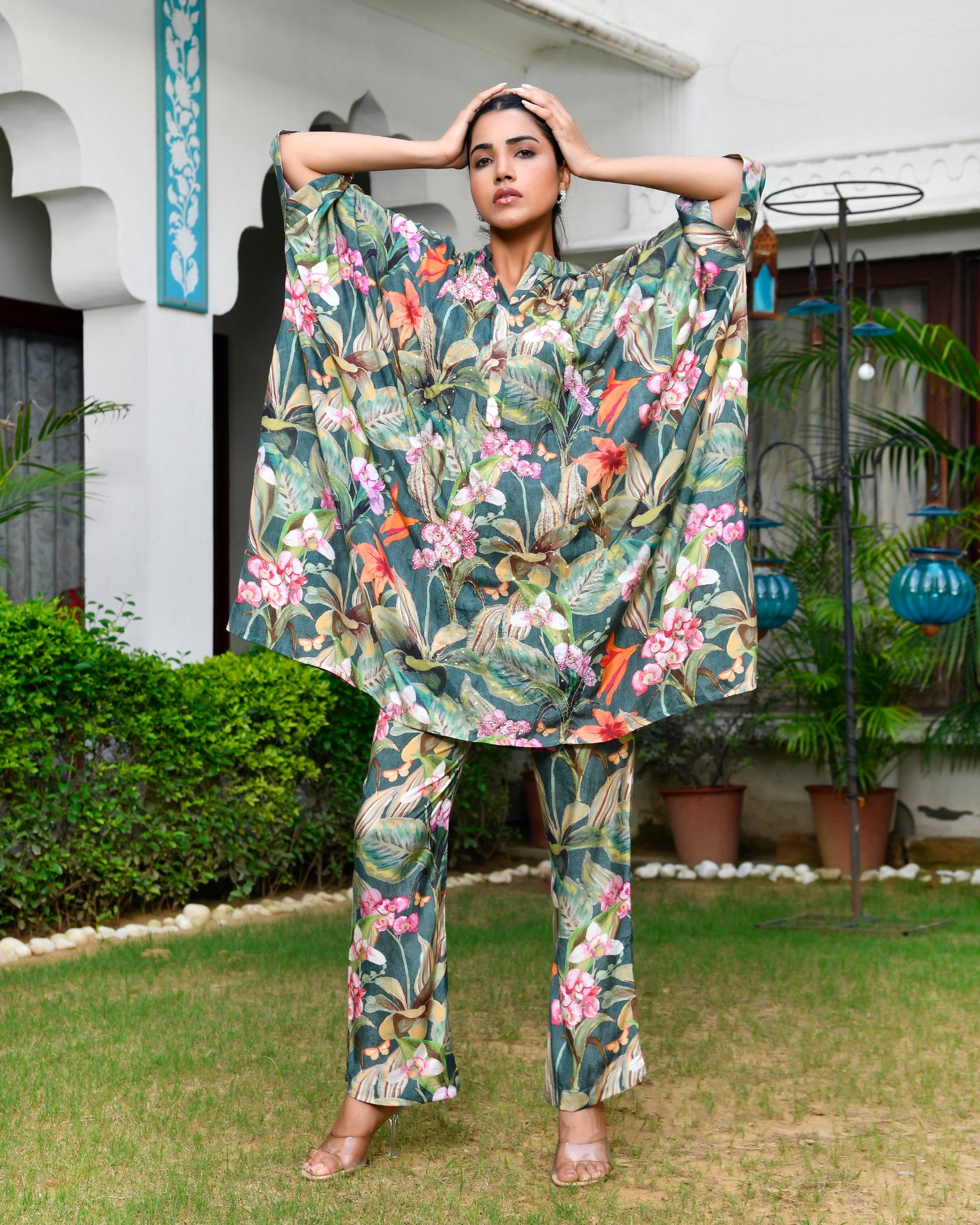 Women Digital  Printed Kaftan Set with printed pant