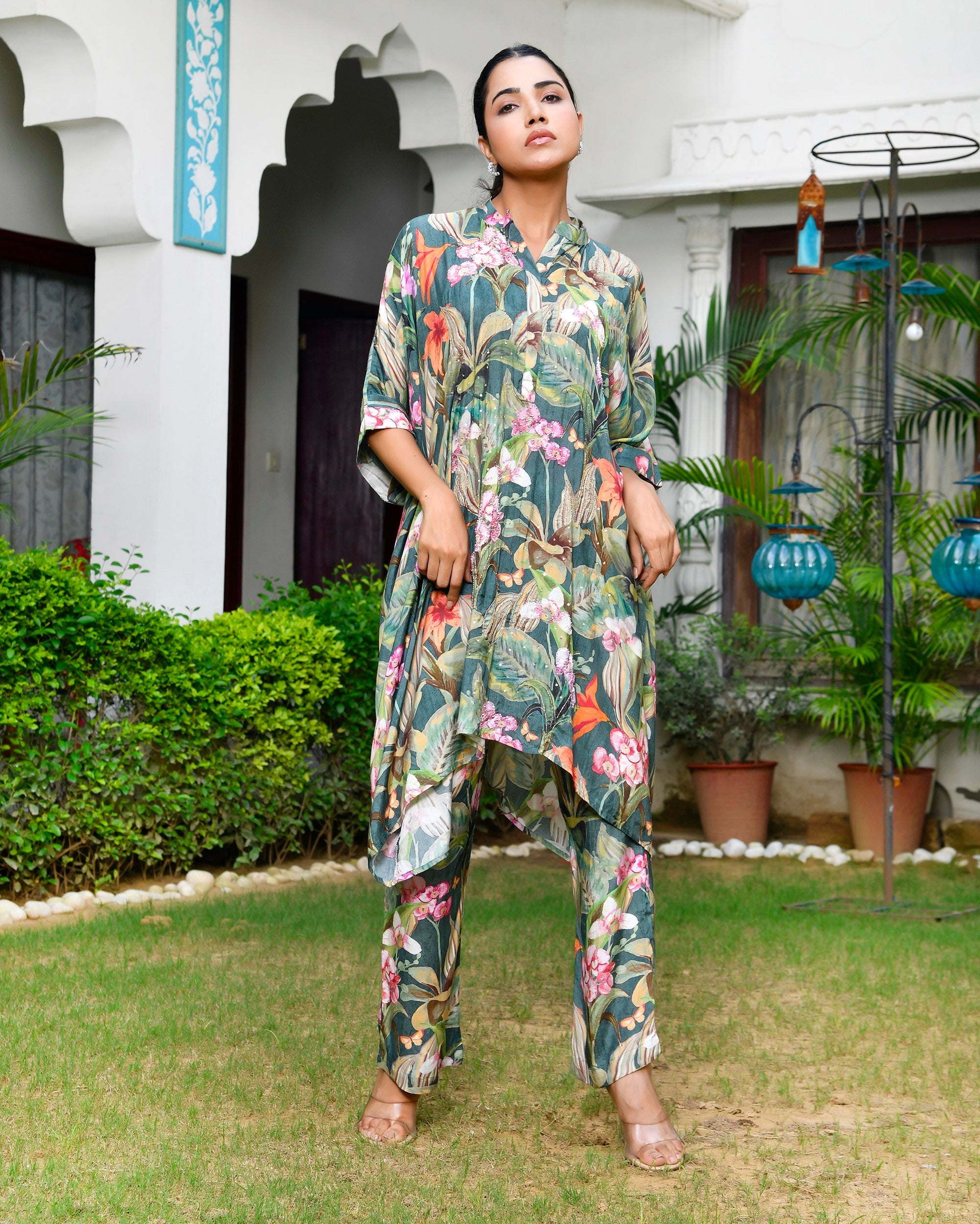 Women Digital  Printed Kaftan Set with printed pant