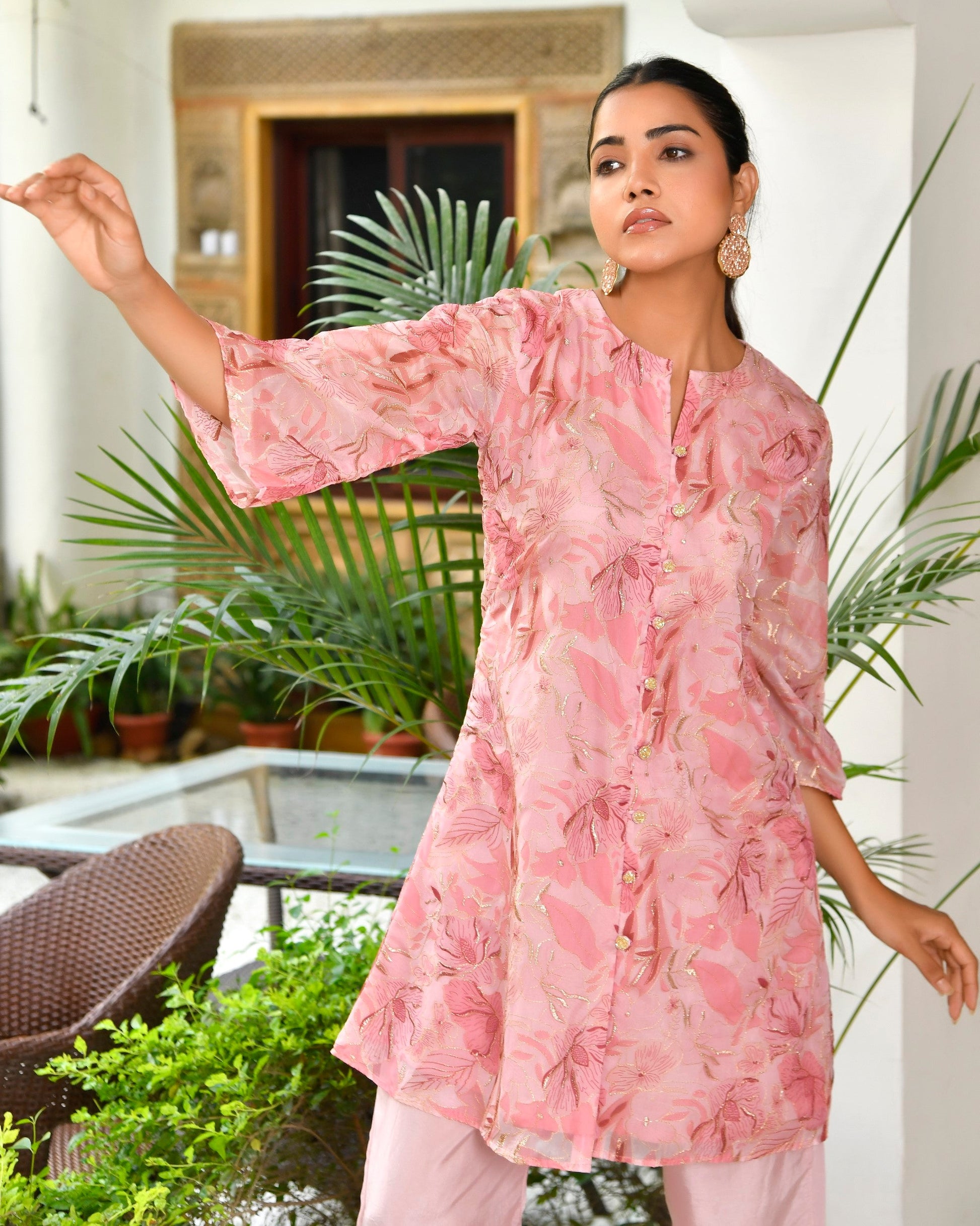 Women Digital Printed cord set with solid pants