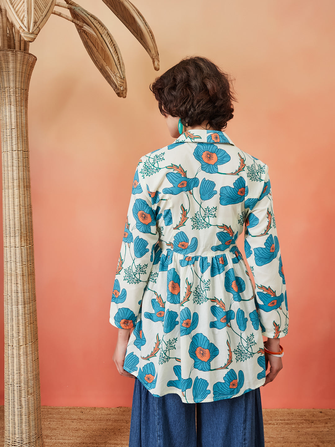 Cloudy Petals Jacket Peplum Kurti