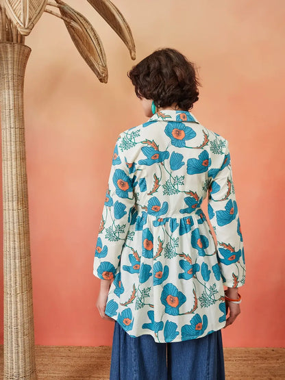 Cloudy Petals Jacket Peplum Kurti