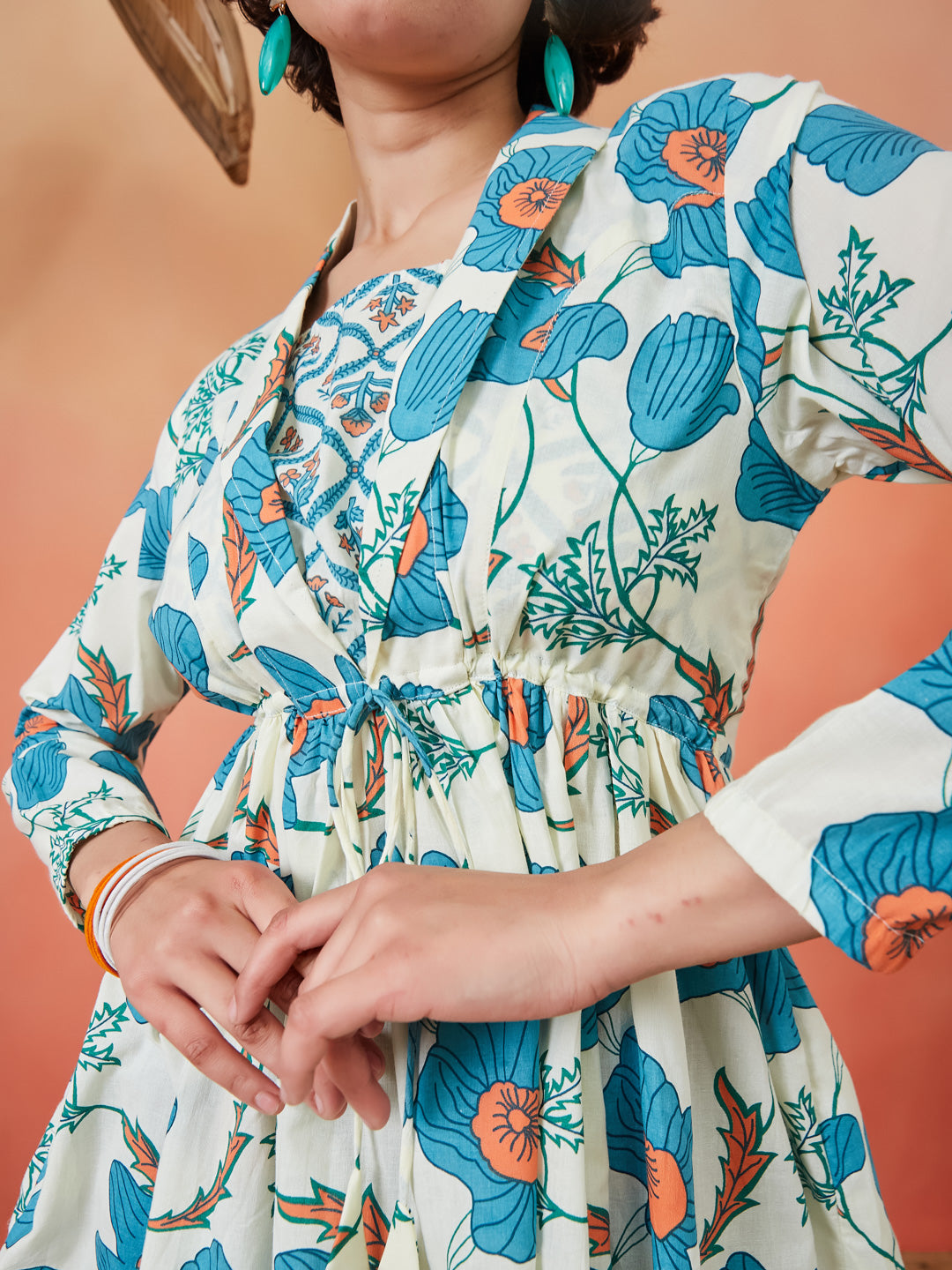 Cloudy Petals Jacket Peplum Kurti