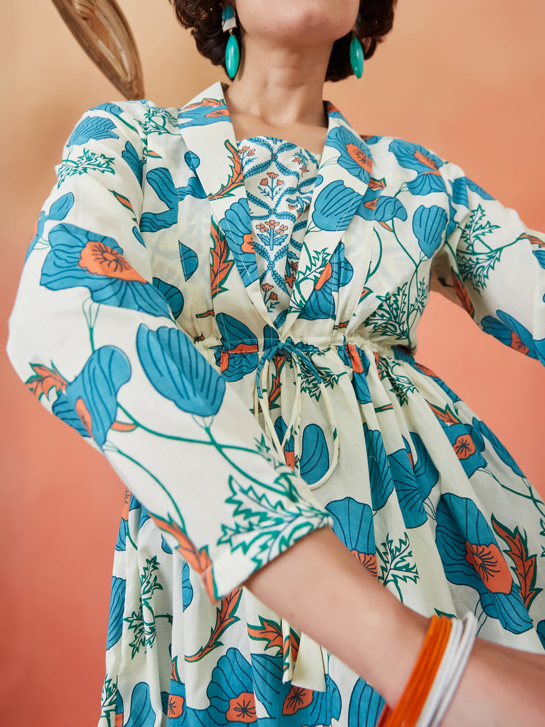 Cloudy Petals Jacket Peplum Kurti