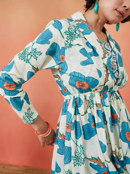 Cloudy Petals Jacket Peplum Kurti