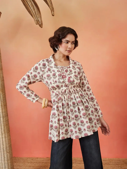 Rosie Blush Jacket Peplum Kurti