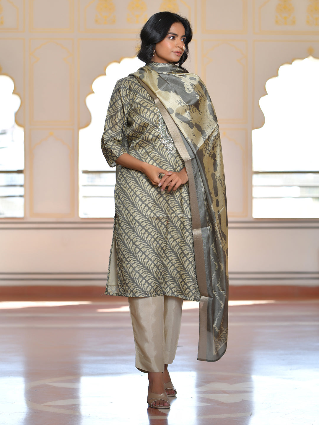 Women Silk Digital Printed Suit Set