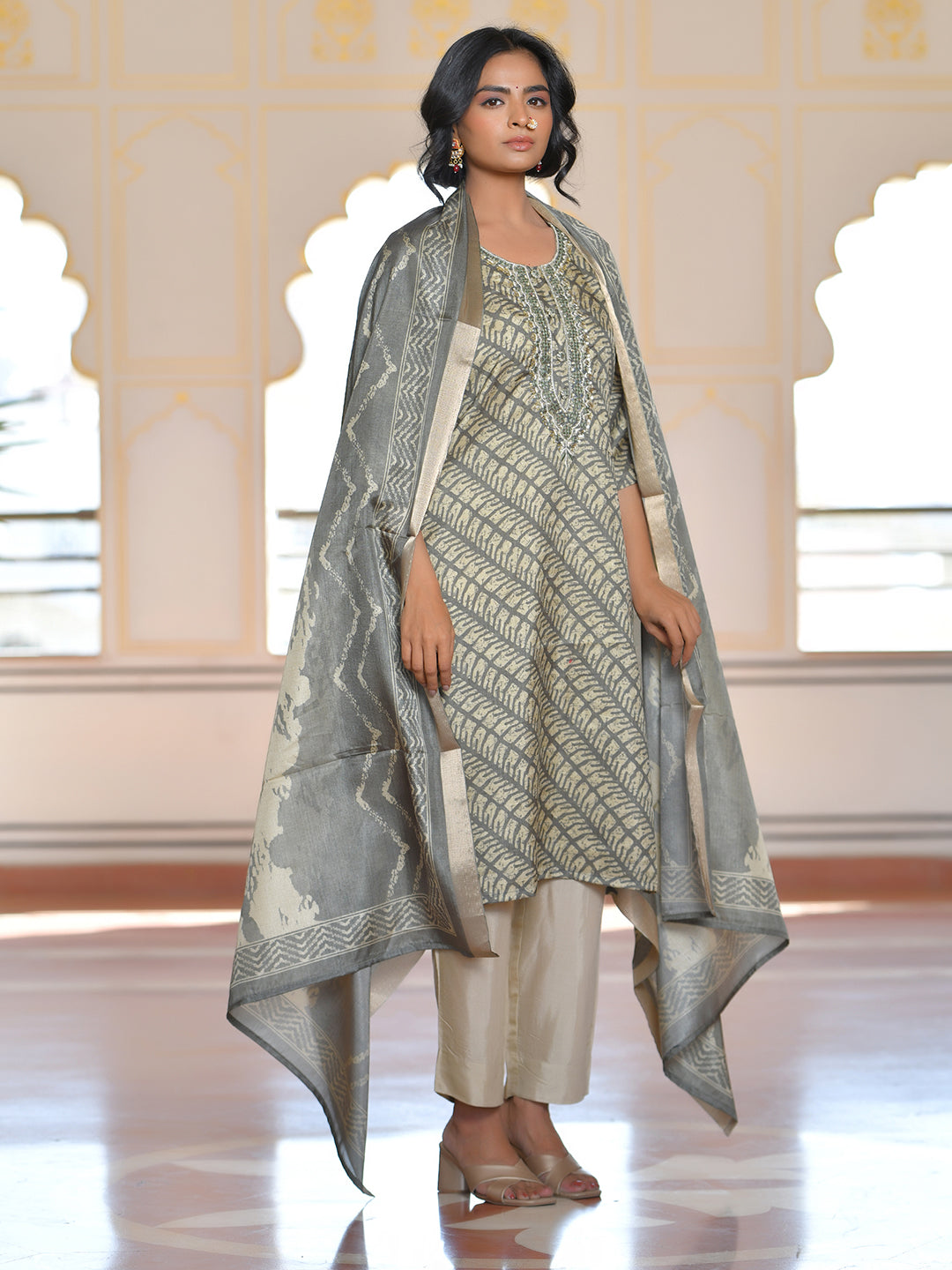 Women Silk Digital Printed Suit Set