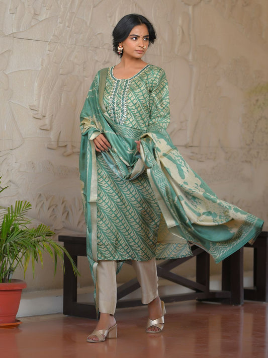 Women Silk Digital Printed Suit Set