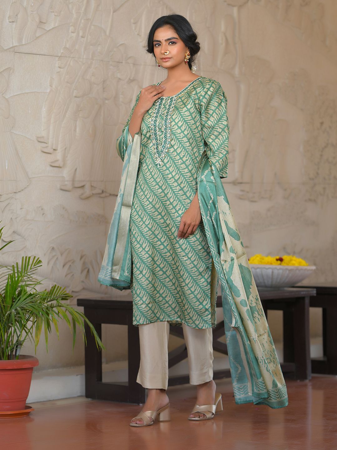 Women Silk Digital Printed Suit Set