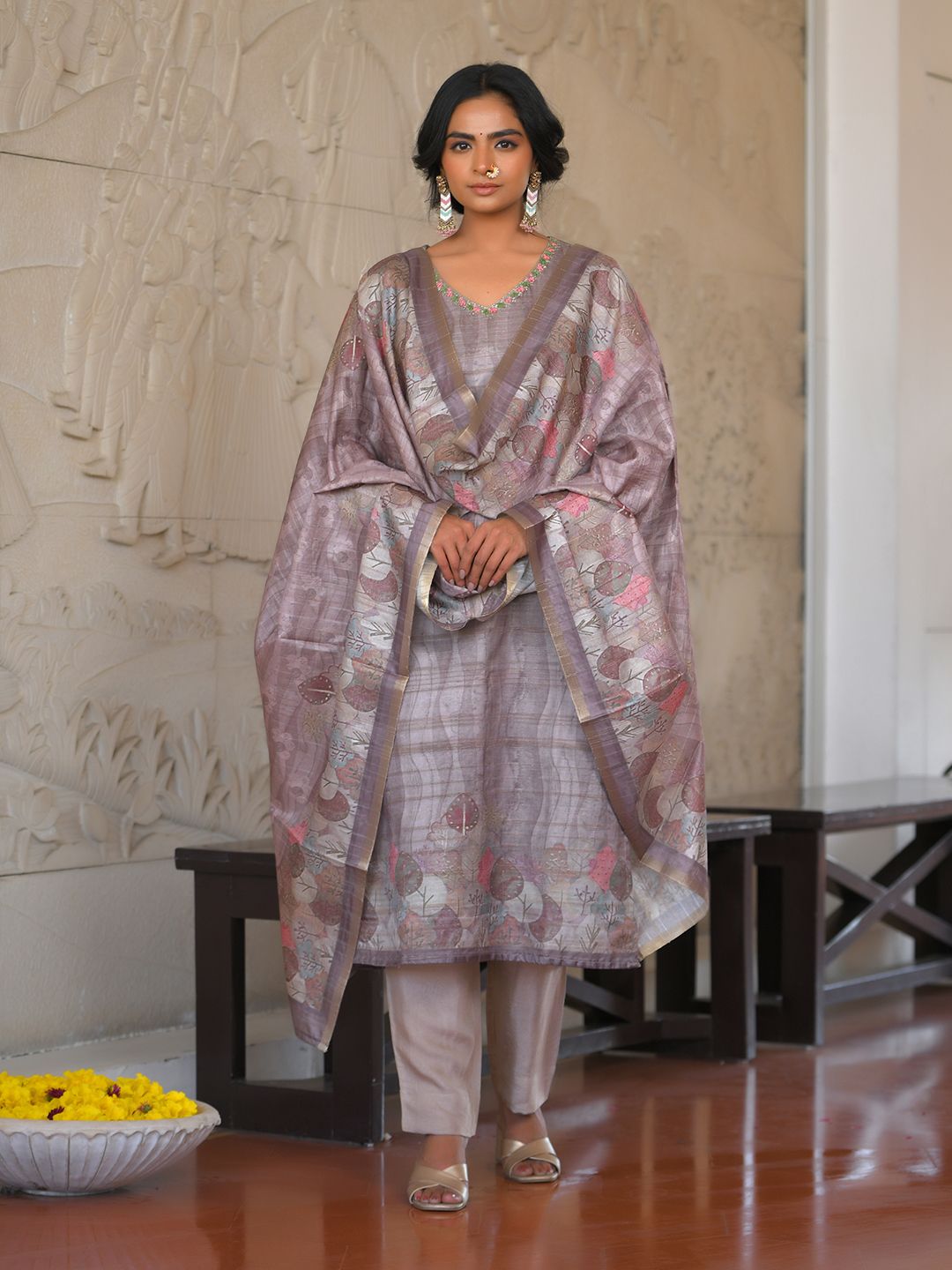 Women Silk Digital Printed Suit Set