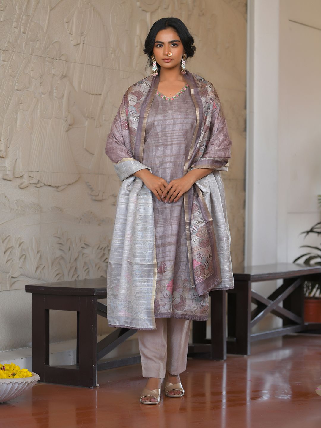 Women Silk Digital Printed Suit Set