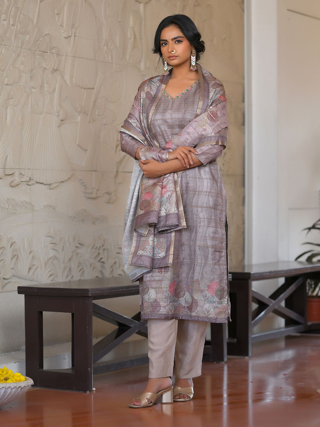 Women Silk Digital Printed Suit Set