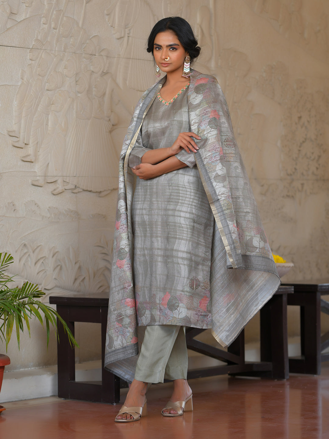 Women Silk Digital Printed Suit Set