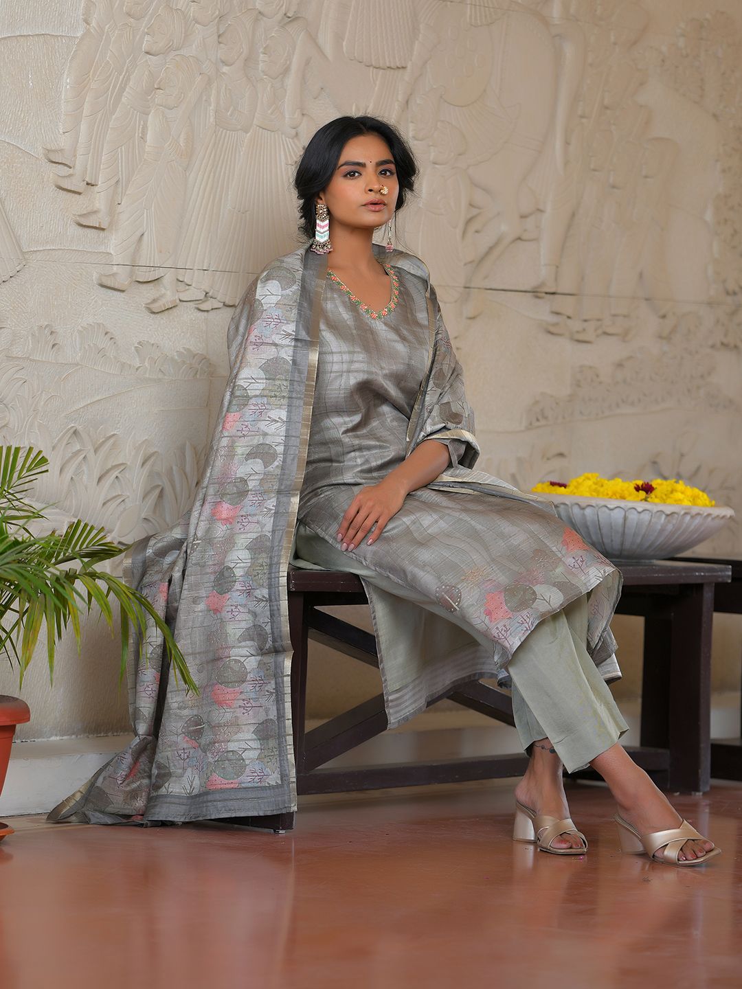 Women Silk Digital Printed Suit Set