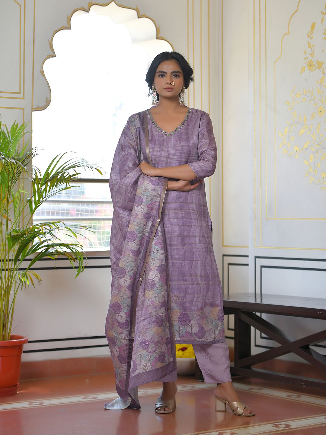 Women Silk Digital Printed Suit Set