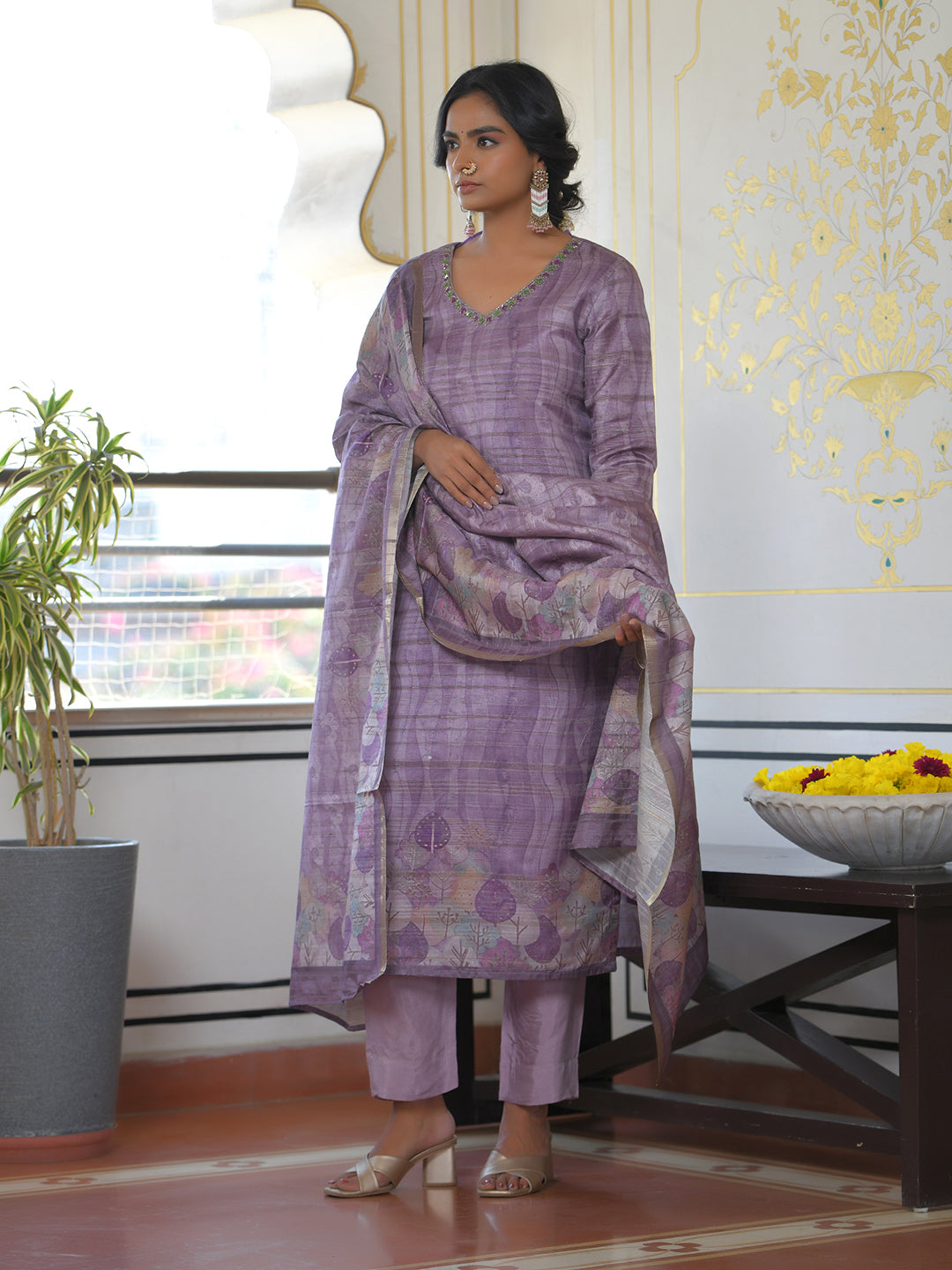 Women Silk Digital Printed Suit Set