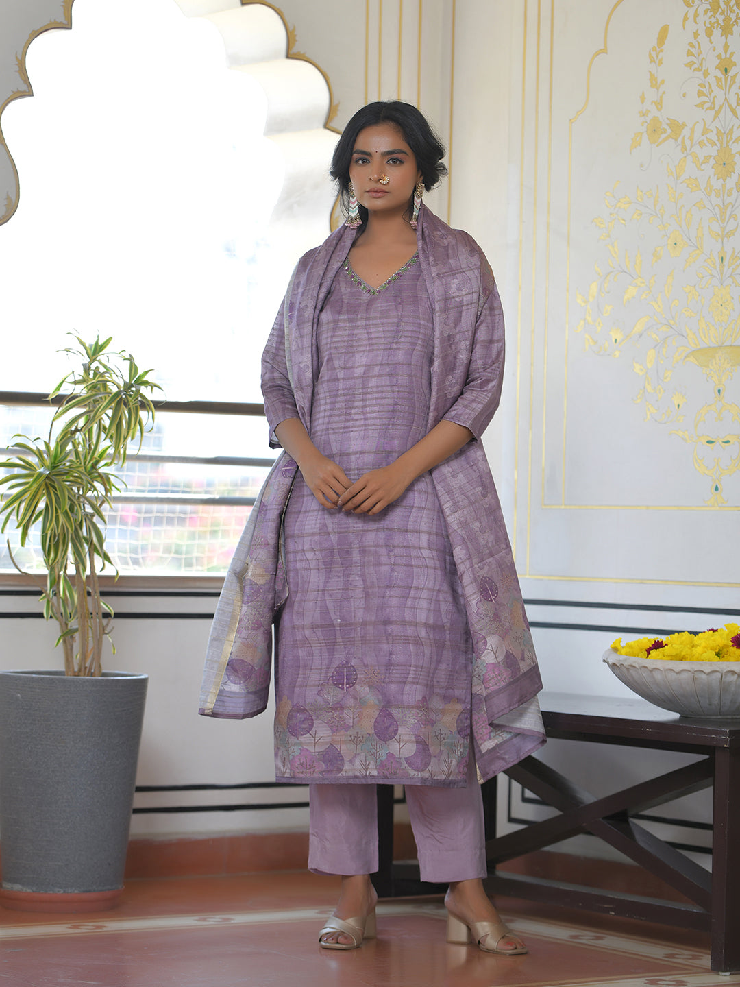 Women Silk Digital Printed Suit Set