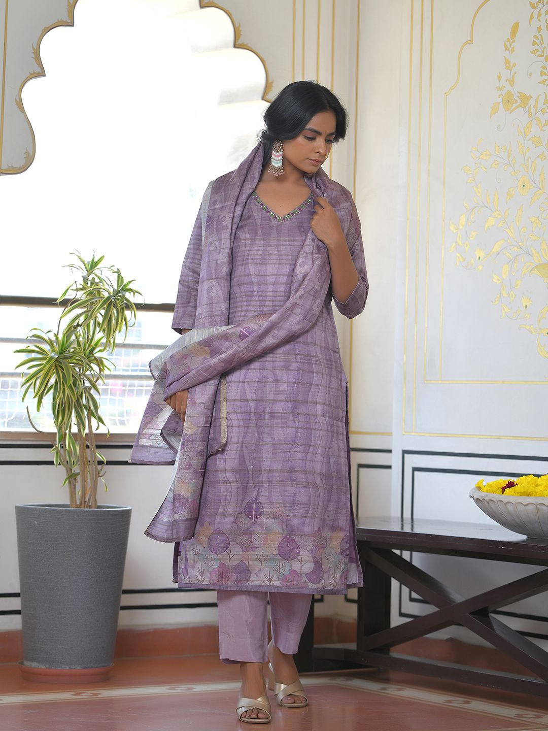 Women Silk Digital Printed Suit Set