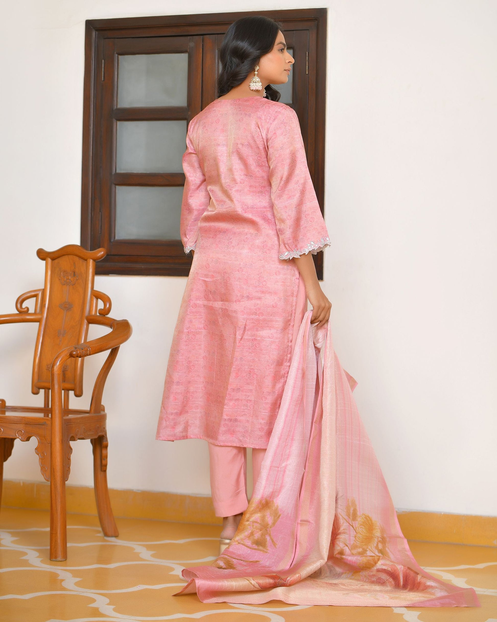 Women Tissue Shimmer Digital Printed Suit Set