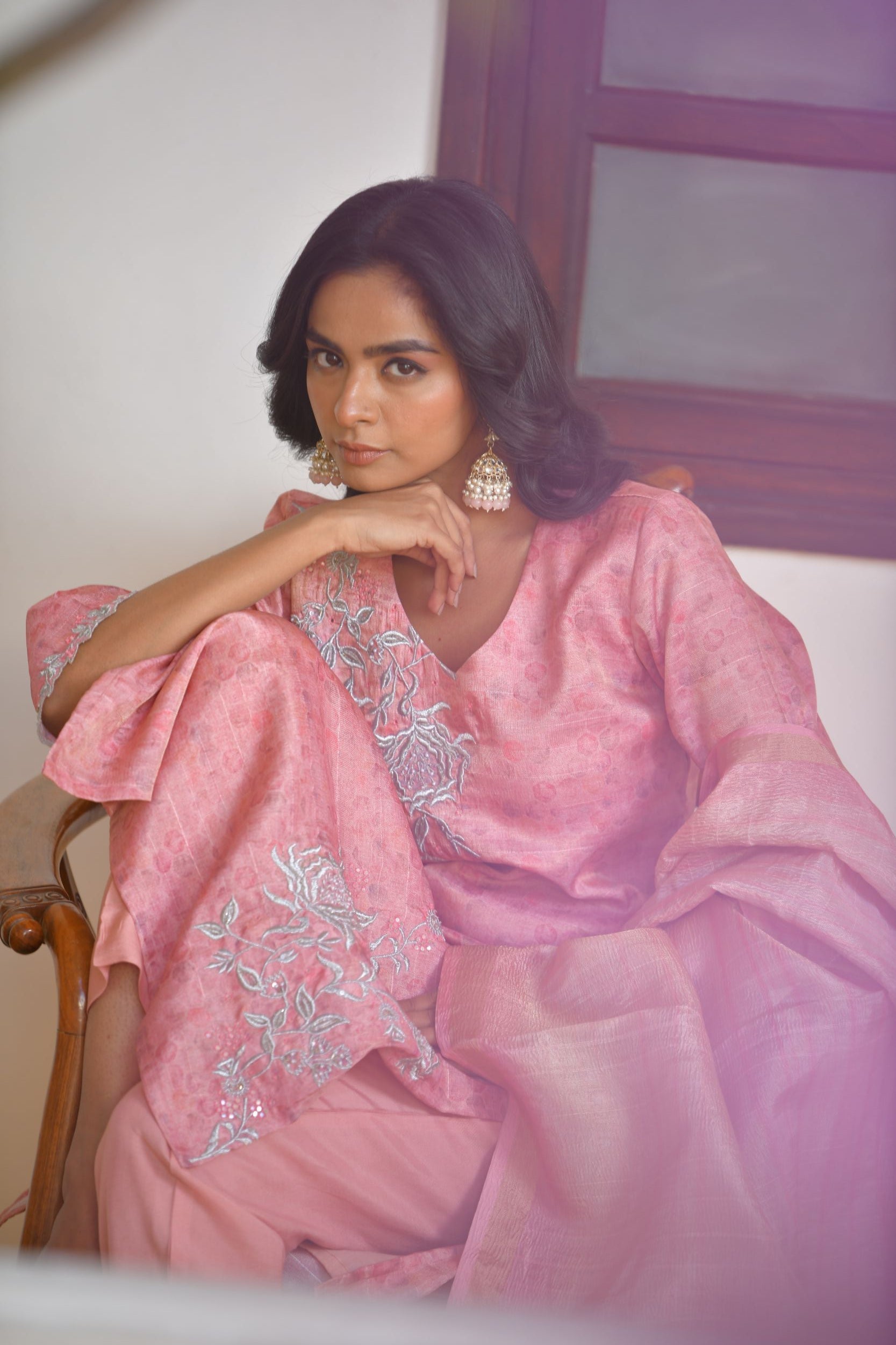 Women Tissue Shimmer Digital Printed Suit Set