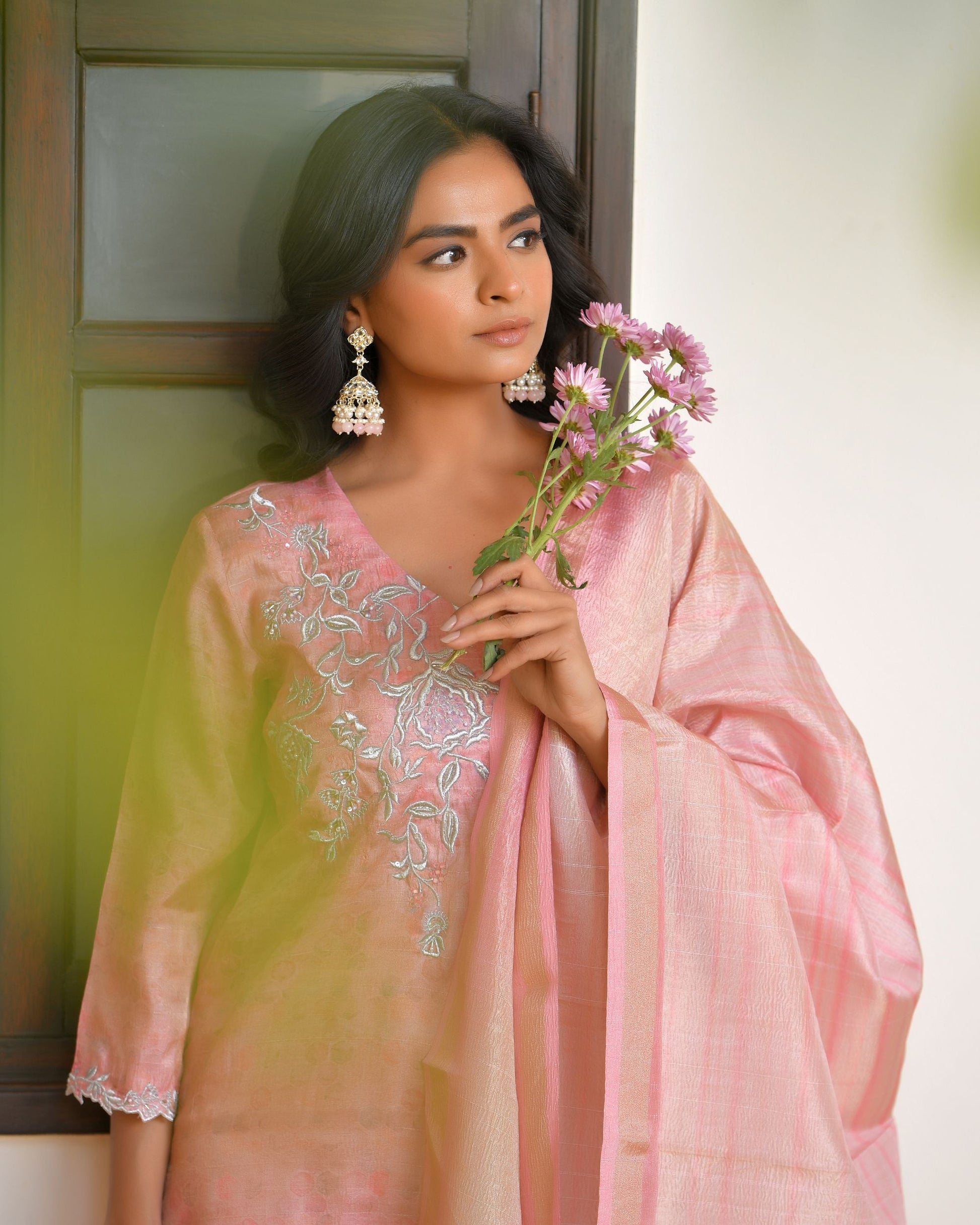 Women Tissue Shimmer Digital Printed Suit Set